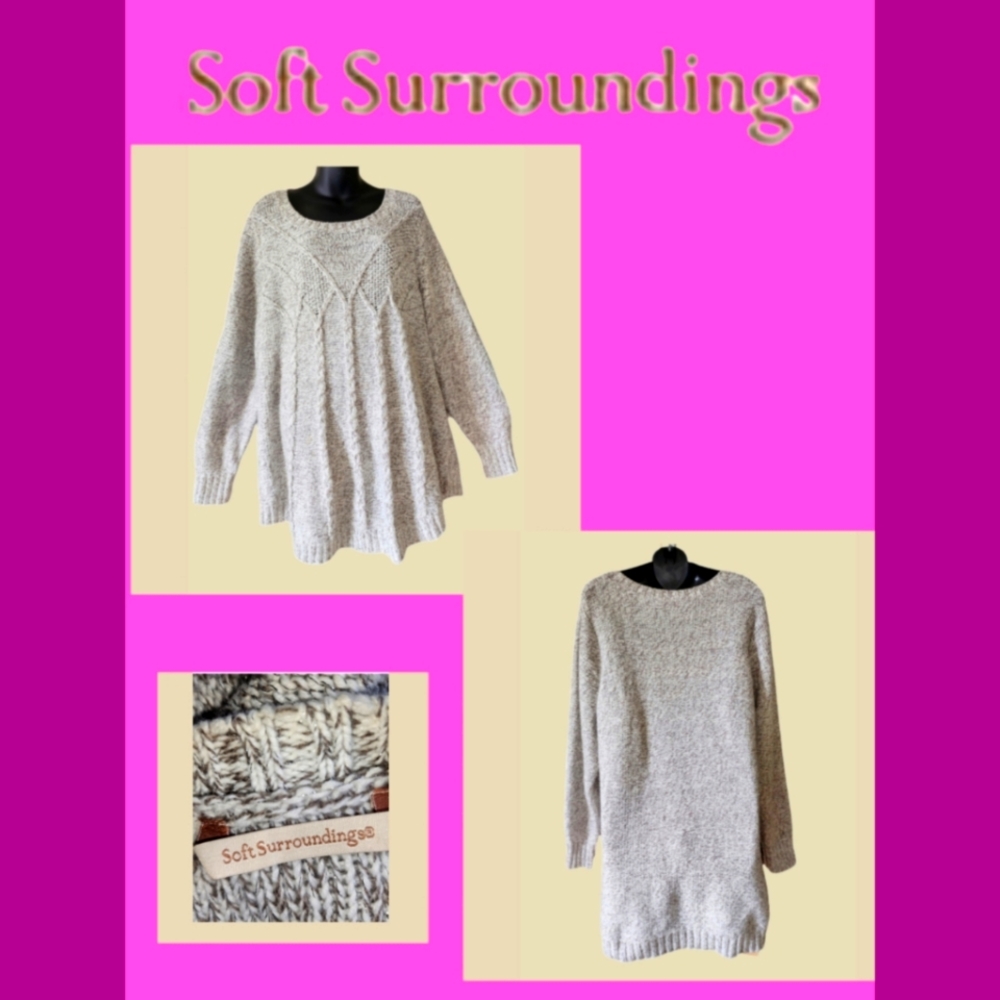SOFT SURROUNDINGS CREWNECK CABLE KNIT SWEATER SIZE 2X - Picture 1 of 5